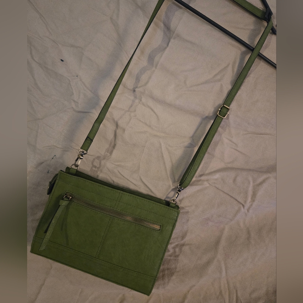Womens Small Cross Body Bag Purse Green With Gold Hardware